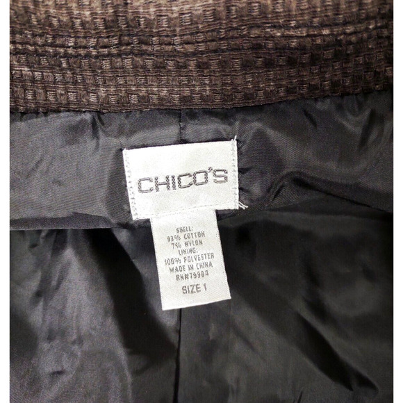Chicos Black Career Office Blazer Textured Lined w Snap Closure Pockets Size 1 M - Picture 6 of 8